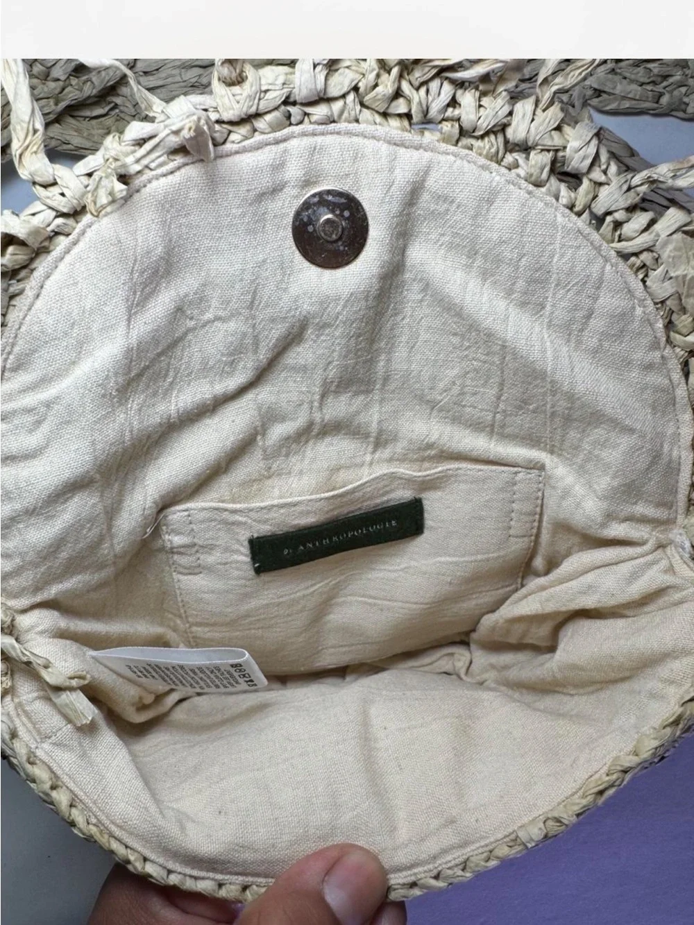 Anthropologie Hand-Woven Raffia Boho Belt Bag, Natural Beige